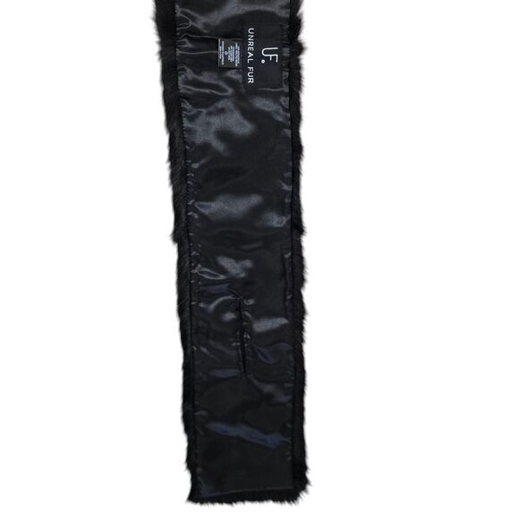 UF Unreal Fur Black Faux Fur Scarf Thread-Through Stole Modacrylic Vegan Luxury - Picture 6 of 7